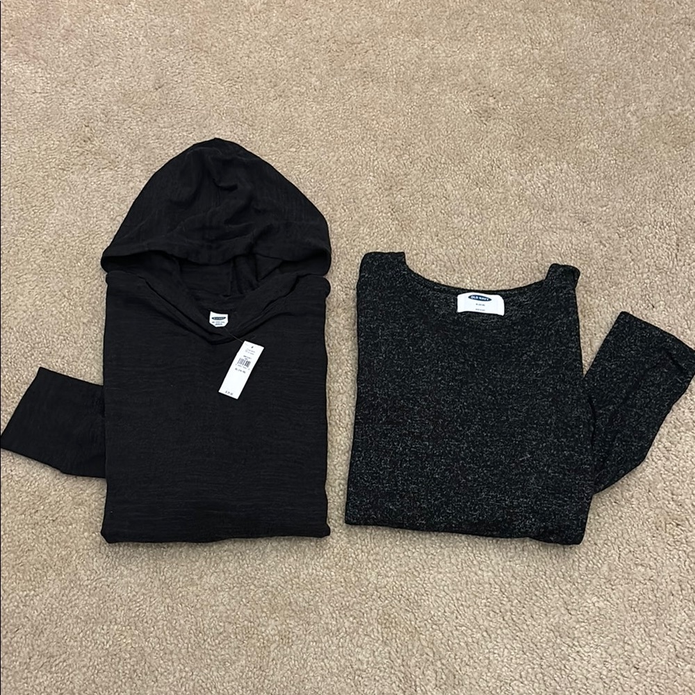 Bundle of 2 Old Navy Girls Charcoal Long Sleeve Shirts - Size XL 14-16